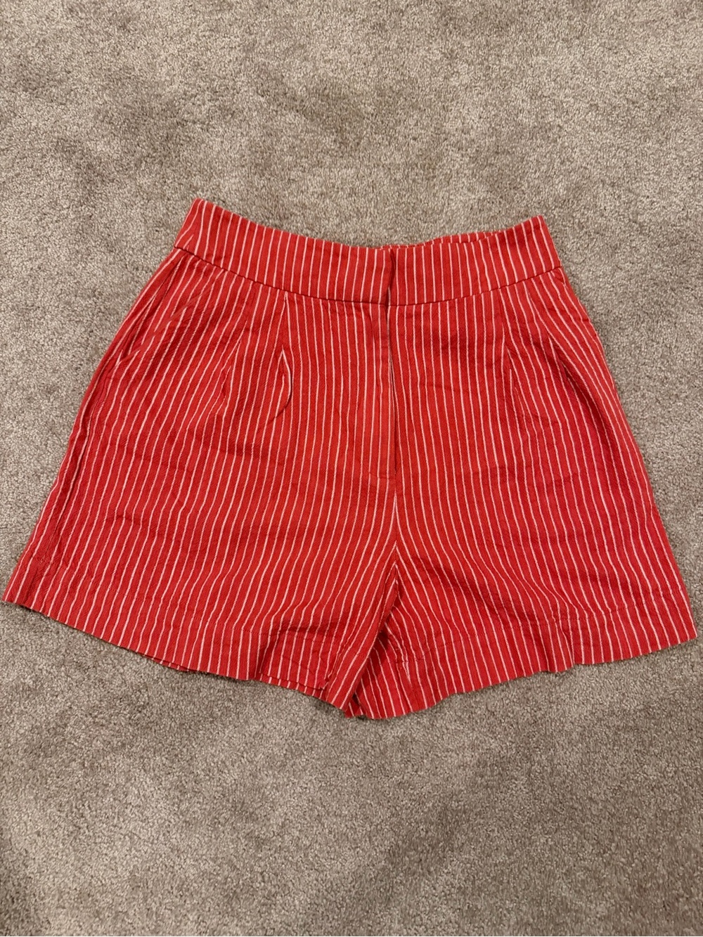 Hering Linen Blend Stripe Shorts US 10/12 Large Coastal Resort